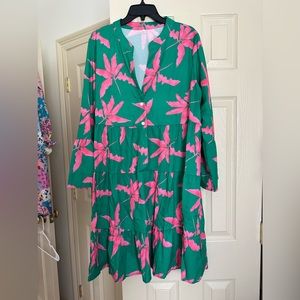 Gorgeous green and pink midi dress size 2x